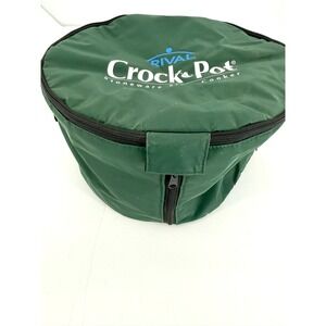 Rival Crock Pot Stoneware Cooker‎ Insulated Zippered Cover Green Oval 15x12x8